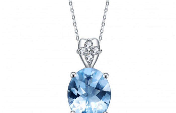 ENZO彩宝系列CLASSIC 经典彩宝系列18K白金镶海蓝宝及钻石吊坠
