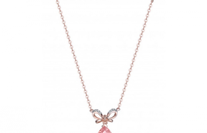 ENZO彩宝系列RIBBON 丝带系列18K玫瑰金镶粉红碧玺摩根石及钻石项链