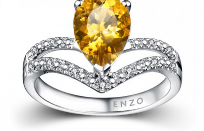 ENZO彩宝系列TIARA 加冕系列18K白金镶金绿柱石及钻石戒指