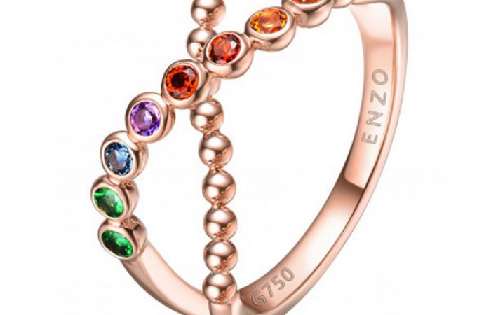ENZO彩宝系列MOMENT 纪念系列14K玫瑰金镶多种宝石戒指