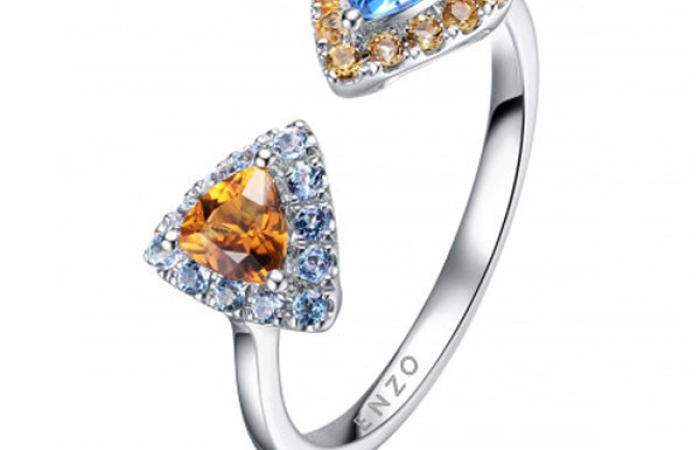 ENZO彩宝系列MOMENT 纪念系列14K白金镶黄晶及托帕石戒指