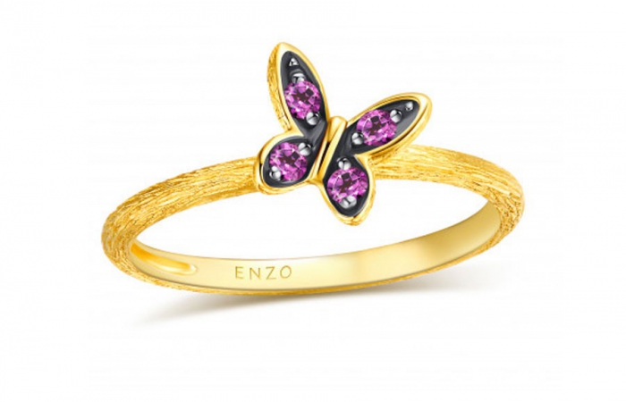 ENZO VAVA系列LOVE 爱意14K黄金镶紫晶戒指
