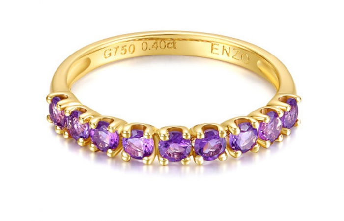 ENZO VAVA系列LOVE 爱意18K黄金镶紫晶戒指