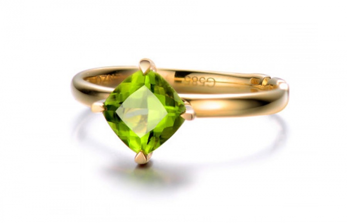 ENZO VAVA系列FEELING 心意14K黄金镶方形橄榄石戒指