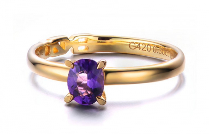 ENZO VAVA系列FEELING 心意14K黄金镶椭圆形紫晶戒指