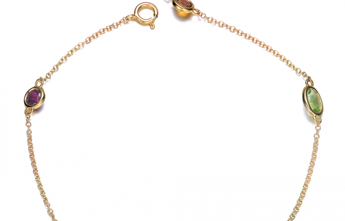 ENZO VAVA系列MOMENT 时光18K黄金镶五色彩色宝石手链