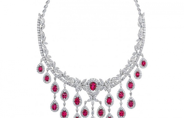 ENZO HIGH JEWELRY 高级珠宝系列18K白金镶红碧玺及钻石项链