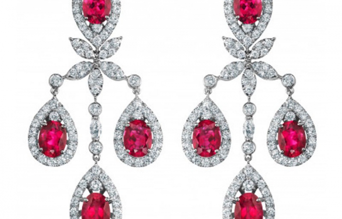 ENZO HIGH JEWELRY 高级珠宝系列18K白金镶红碧玺和钻石耳环