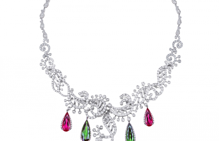 ENZO HIGH JEWELRY 高级珠宝系列18K白金镶红绿碧玺及钻石项链