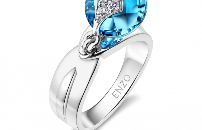ENZO设计师系列TUILERIES BY OMAR OMAR杜乐丽花园 18K金镶蓝色托帕石戒指