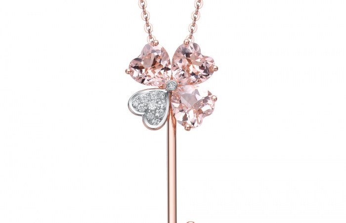 ENZO彩宝系列MOMENT 纪念系列18K玫瑰金镶摩根石钻石吊坠