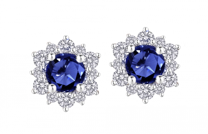 ENZO婚礼系列SNOWFLAKE 雪花系列18K金镶嵌蓝宝石及钻石耳饰