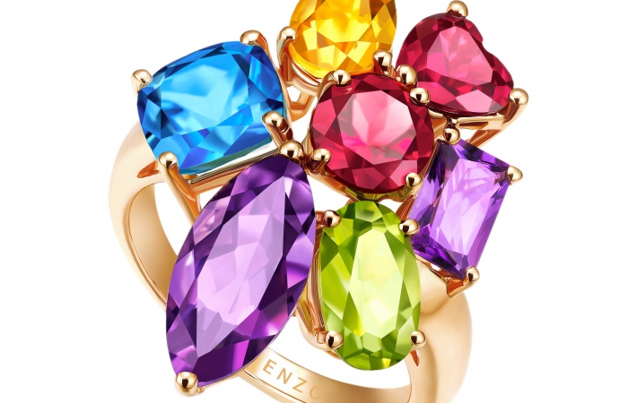 ENZO经典系列彩虹系列18K黃金彩色宝石戒指