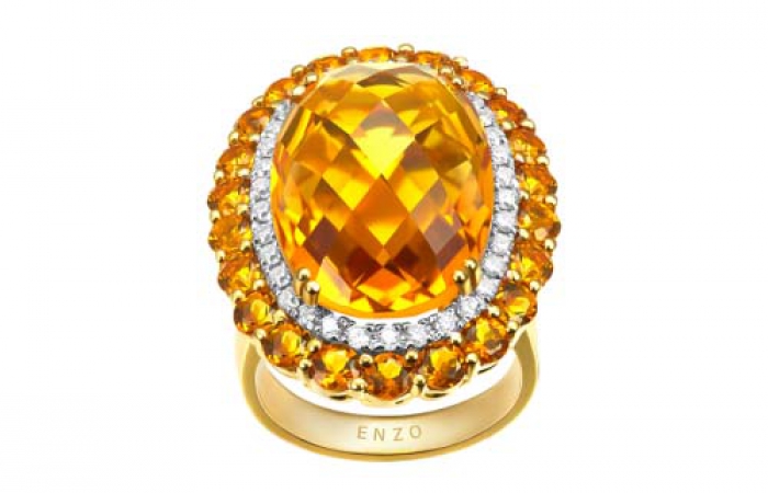 ENZO经典系列高级定制系列18K黄金黄晶钻石戒指 - 倾世绝代