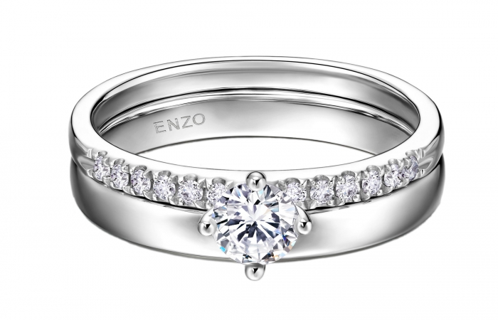 ENZO经典系列约定系列18K白金约定系列钻石套装戒指