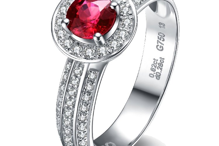 ENZO彩宝系列SHOWY 炫耀系列18K白金镶红宝及钻石戒指