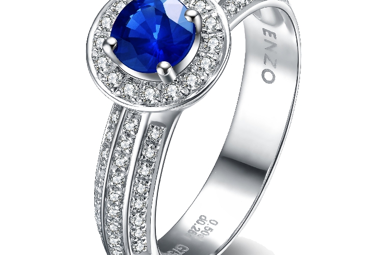 ENZO彩宝系列SHOWY 炫耀系列18K白金镶蓝宝及钻石戒指