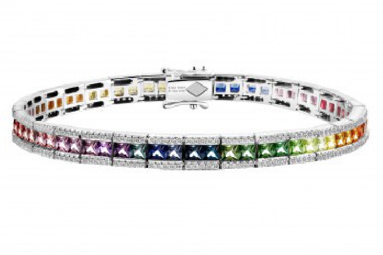 ENZO彩宝系列RAINBOW 彩虹系列18K白金镶渐变色彩色宝石手链