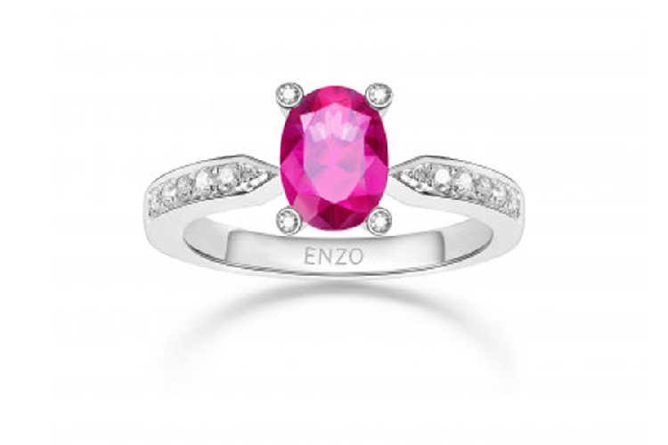 ENZO彩宝系列CLASSIC 经典彩宝系列18K白金镶红色碧玺及钻石戒指