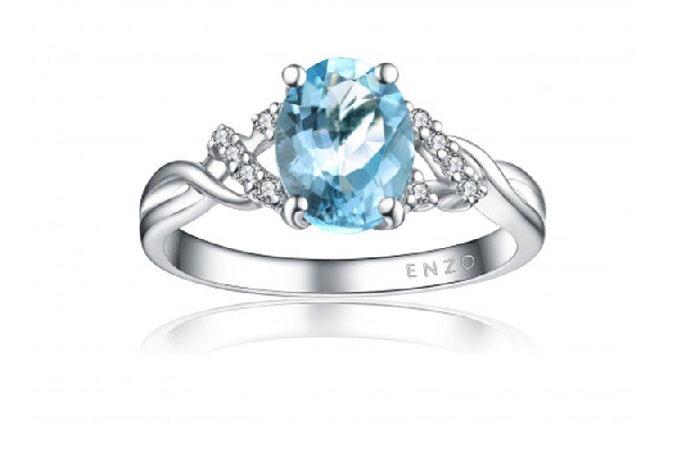ENZO彩宝系列CLASSIC 经典彩宝系列18K白金镶海蓝宝及钻石戒指