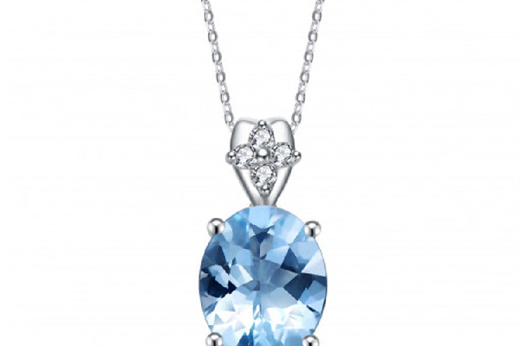 ENZO彩宝系列CLASSIC 经典彩宝系列18K白金镶海蓝宝及钻石吊坠