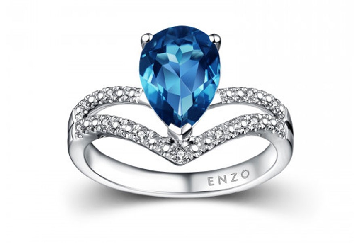 ENZO彩宝系列TIARA 加冕系列18K金镶伦敦蓝及钻石戒指