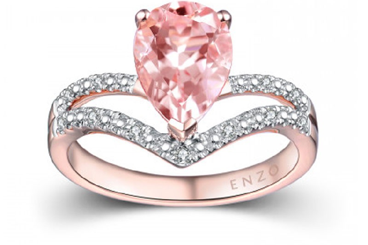 ENZO彩宝系列TIARA 加冕系列18K玫瑰金镶摩根石及钻石戒指
