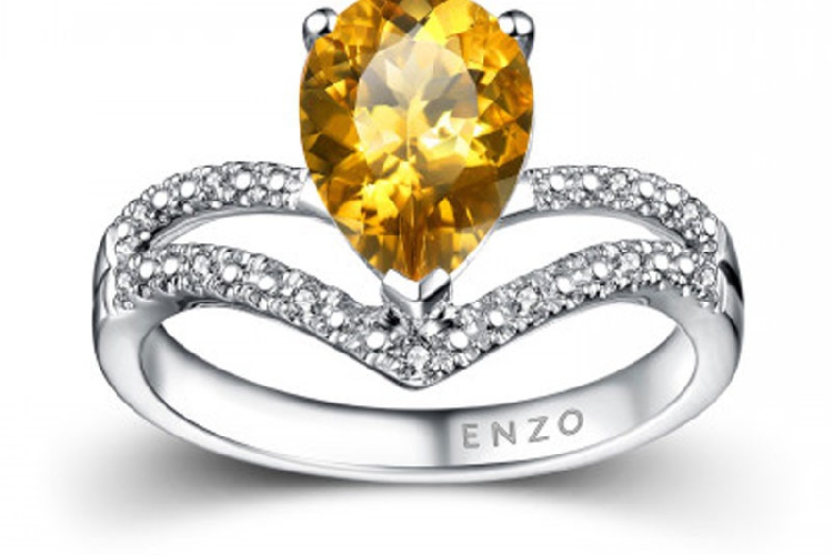 ENZO彩宝系列TIARA 加冕系列18K白金镶金绿柱石及钻石戒指