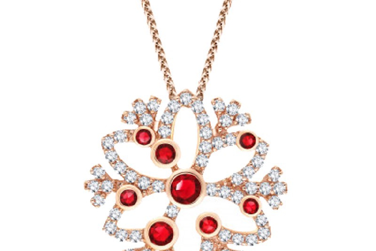 ENZO彩宝系列MOMENT 纪念系列18K玫瑰金镶红宝石及钻石吊坠