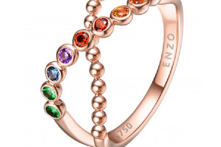 ENZO彩宝系列MOMENT 纪念系列14K玫瑰金镶多种宝石戒指