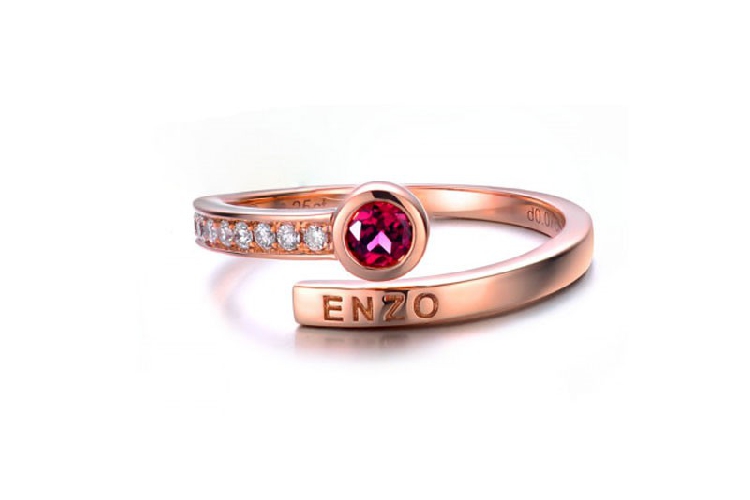 ENZO钻石系列MOMENT 纪念系列18K玫瑰金镶石榴石及钻石戒指