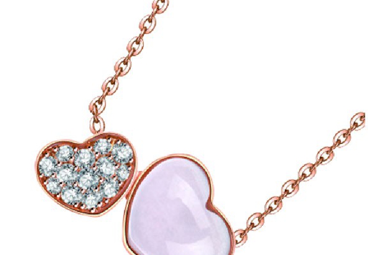 ENZO钻石系列MOMENT 纪念系列18K玫瑰金镶粉晶及白色蓝宝石项链