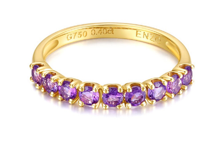 ENZO VAVA系列LOVE 爱意18K黄金镶紫晶戒指