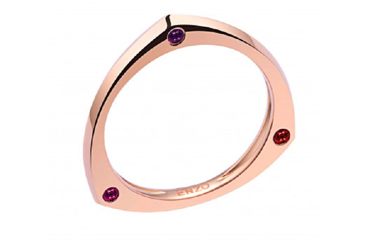 ENZO VAVA系列WISH 祈愿18K玫瑰金镶粉红碧玺石榴石及紫晶戒指