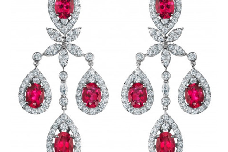 ENZO HIGH JEWELRY 高级珠宝系列18K白金镶红碧玺和钻石耳环