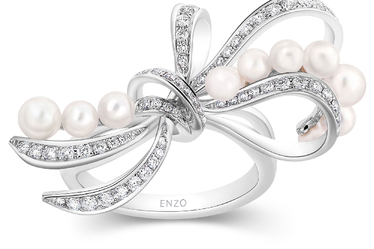 ENZO HIGH JEWELRY 高级珠宝系列18K金镶珍珠及钻石戒指