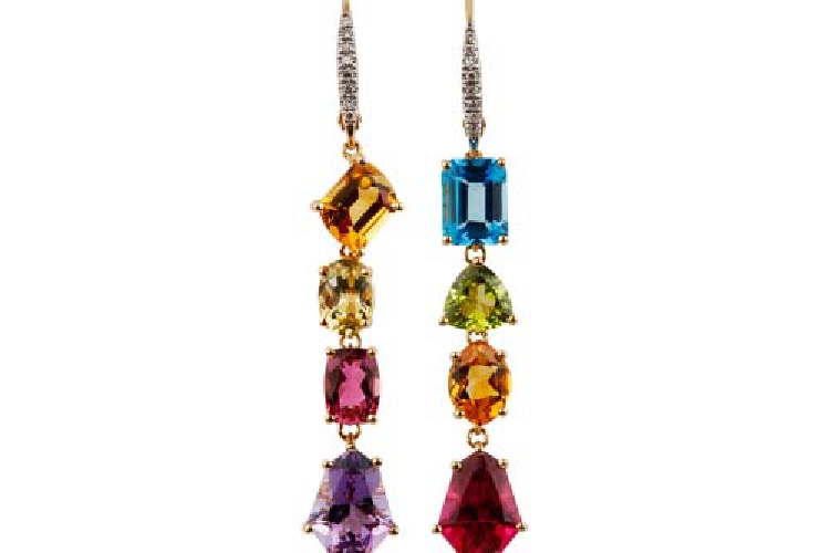 ENZO经典系列彩虹系列18K黃金彩色宝石耳环