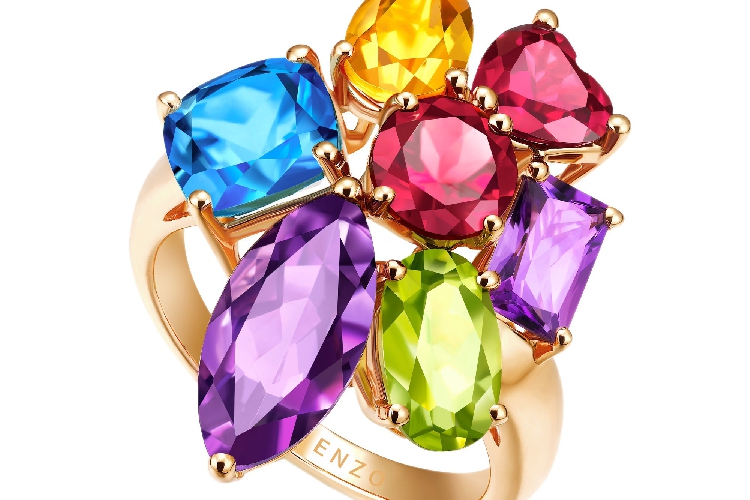 ENZO经典系列彩虹系列18K黃金彩色宝石戒指