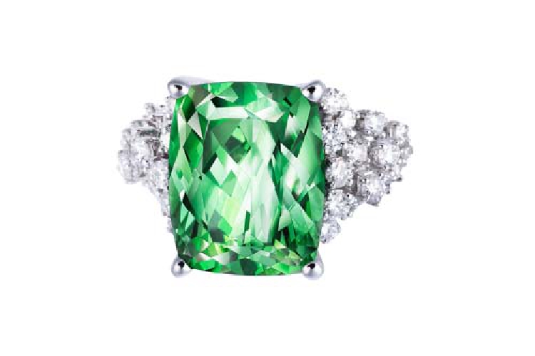 ENZO经典系列高级定制系列18K白金绿碧玺钻石戒指 - 星光璀璨