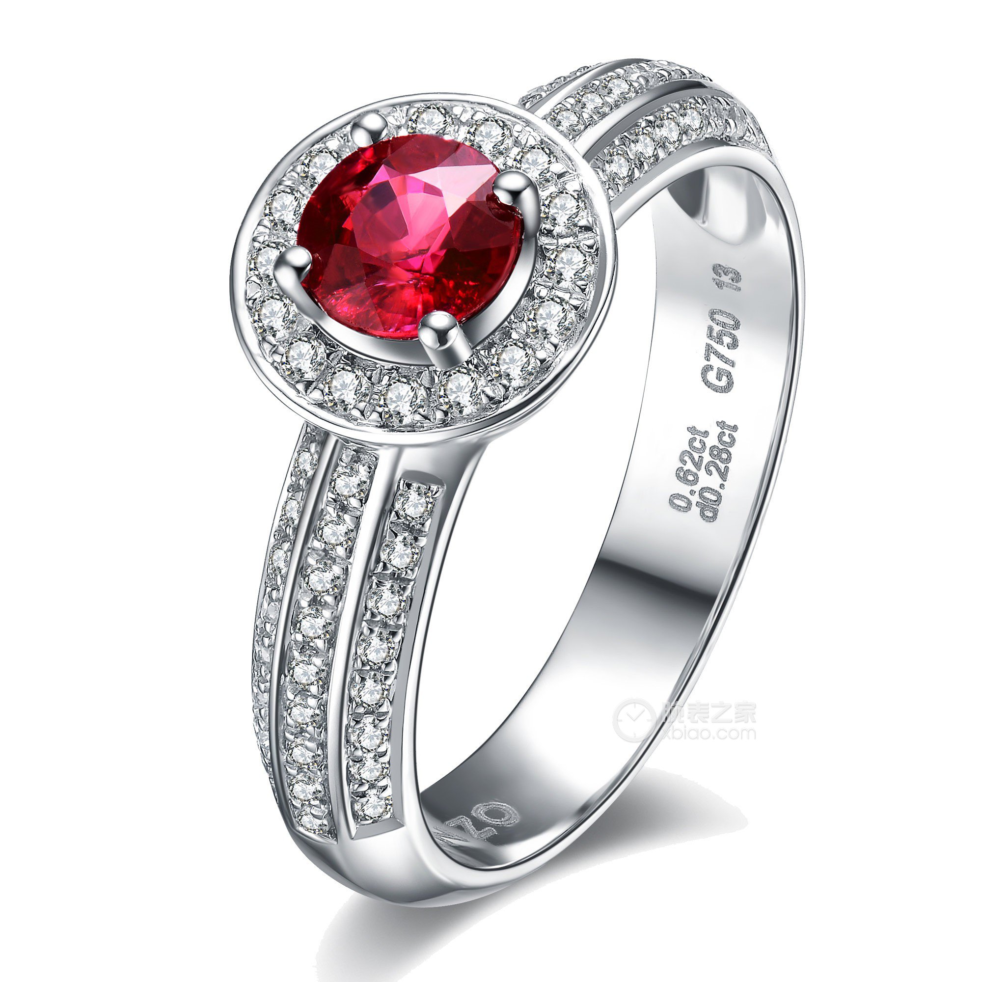 ENZO彩宝系列18K白金镶红宝及钻石戒指戒指