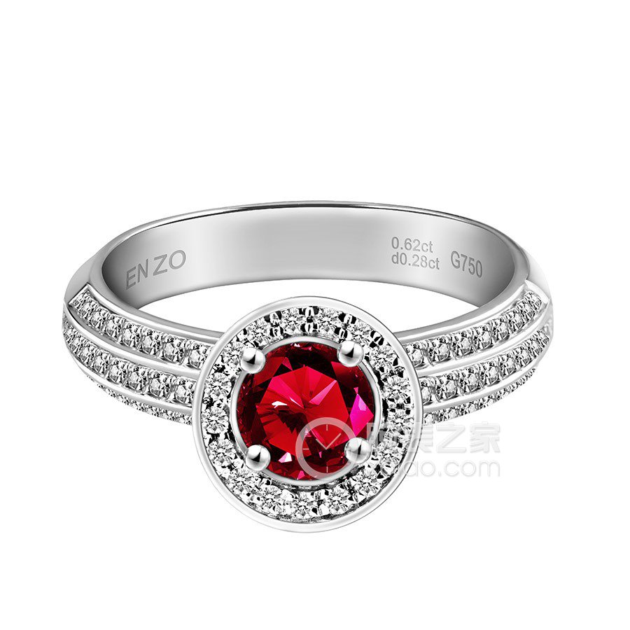 ENZO彩宝系列18K白金镶红宝及钻石戒指戒指