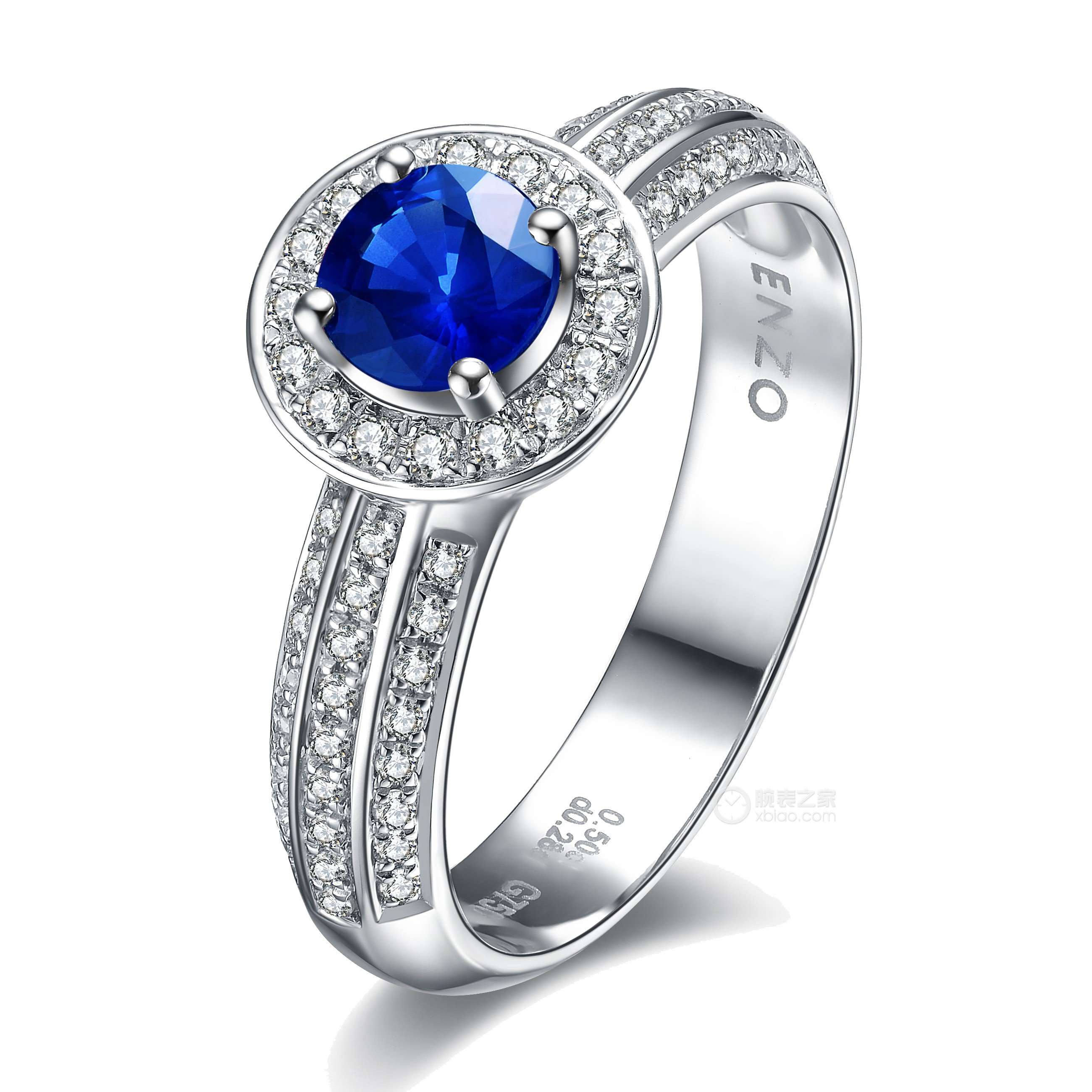 ENZO彩宝系列18K白金镶蓝宝及钻石戒指戒指