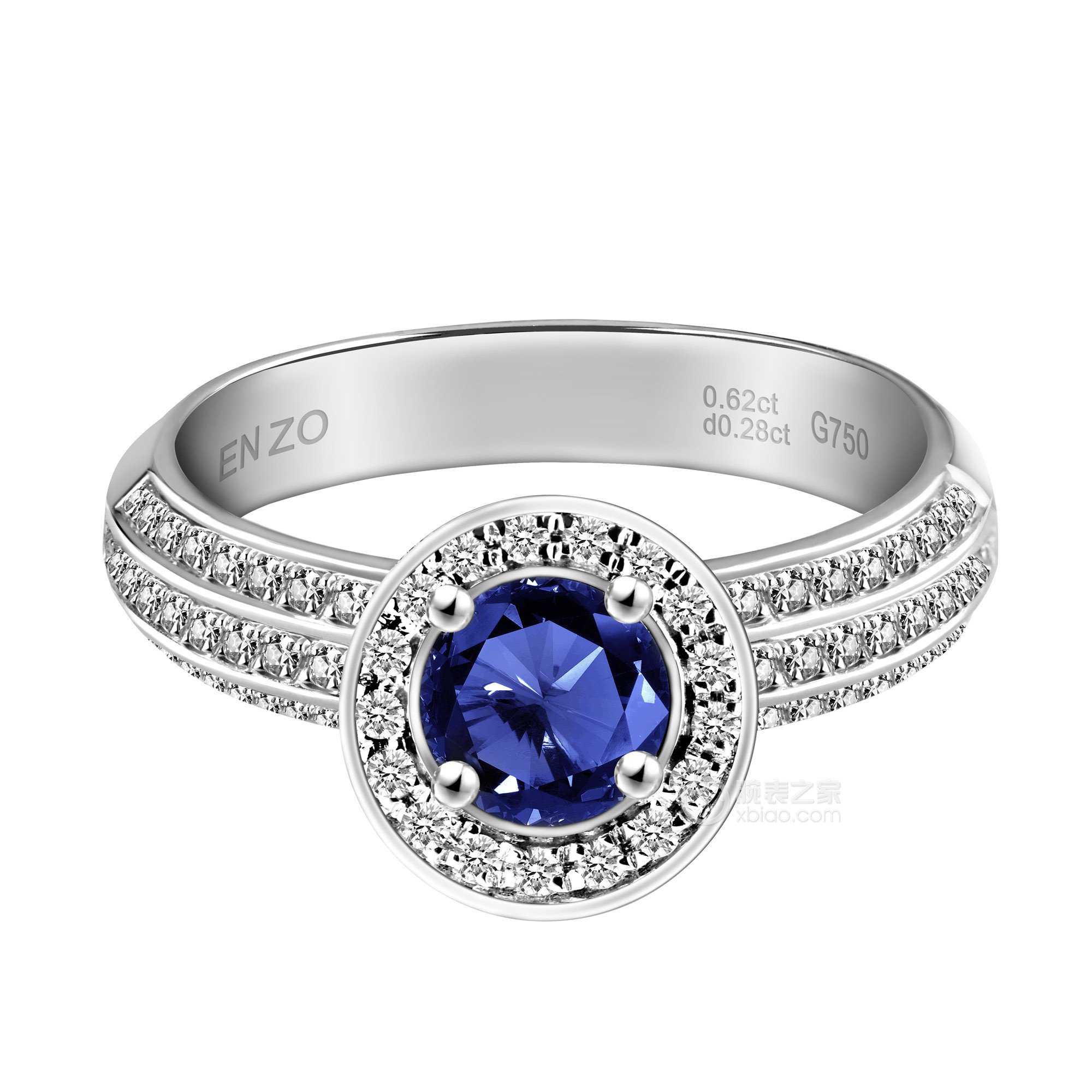 ENZO彩宝系列18K白金镶蓝宝及钻石戒指戒指