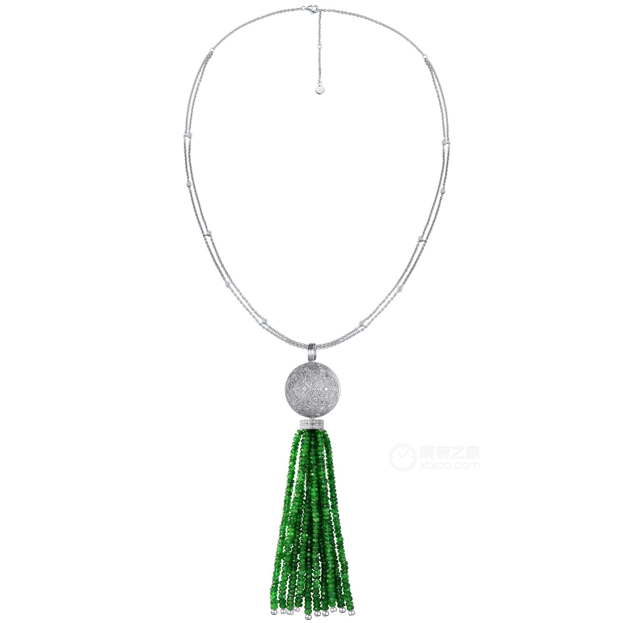ENZO故宫宫廷文化xENZO香囊系列18K白金镶钻石及沙祖母绿流苏项链项链