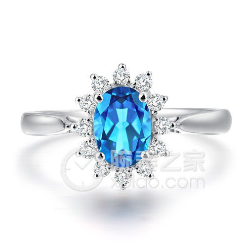 ENZO经典系列18K白金戴安娜蓝色托帕石白色蓝宝石戒指戒指