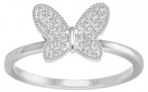 施华洛世奇FIELD BUTTERFLY 戒指, 白色, 镀白金色(FIELDBUTTERFLY戒指白色镀白金色FIELDBUTTERFLY戒指白色镀白金色)戒指