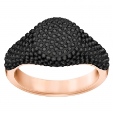 施华洛世奇STONE SIGNET 戒指, 黑色, 镀玫瑰金色
