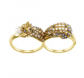 施华洛世奇 MARCH SQUIRREL 图案双层戒指, 彩色设计, 镀金色 戒指