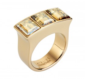 施华洛世奇ATELIER SWAROVSKI FLUID 戒指, 咖啡色, 镀金色 戒指