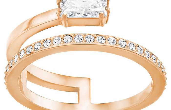 施华洛世奇GRAY 戒指, 小码, 白色, 镀玫瑰金色